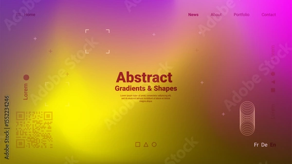 Fototapeta Bright gradients blend seamlessly with geometric shapes, creating a vibrant digital background ideal for enhancing design projects or presenting information in an eye-catching manner.