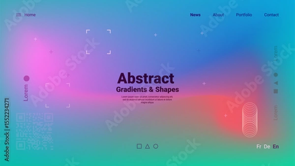 Fototapeta A vibrant and modern web interface displays gradients and shapes with interactive design elements. The colorful background enhances user engagement, showcasing creativity and style.
