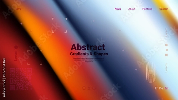 Fototapeta Dynamic gradient colors blend seamlessly, showcasing an explosion of hues on a modern digital interface. The composition features abstract shapes that enhance the texture.