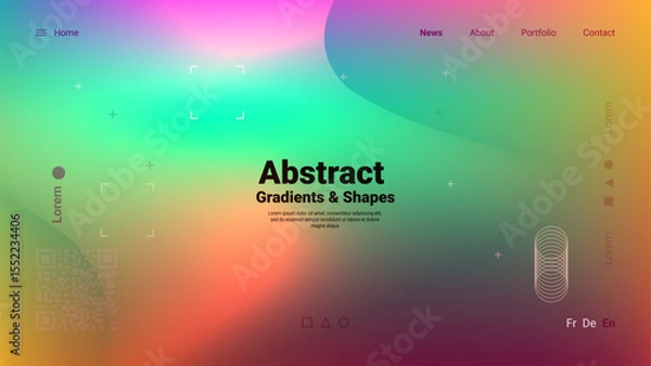 Fototapeta A vibrant digital interface showcases swirling gradients and geometric shapes in various colors. This visually striking design emphasizes creativity and modern web aesthetics.