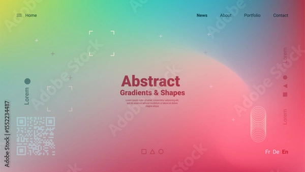 Fototapeta Vibrant gradients and geometric shapes create an engaging visual display for a digital design showcase, highlighting artistic creativity and modern aesthetics.