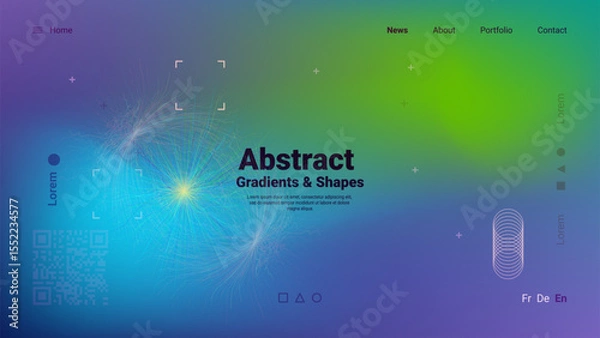Fototapeta A vibrant and colorful digital artwork features abstract gradients and geometric shapes. The design blends various hues, creating a visually captivating experience.