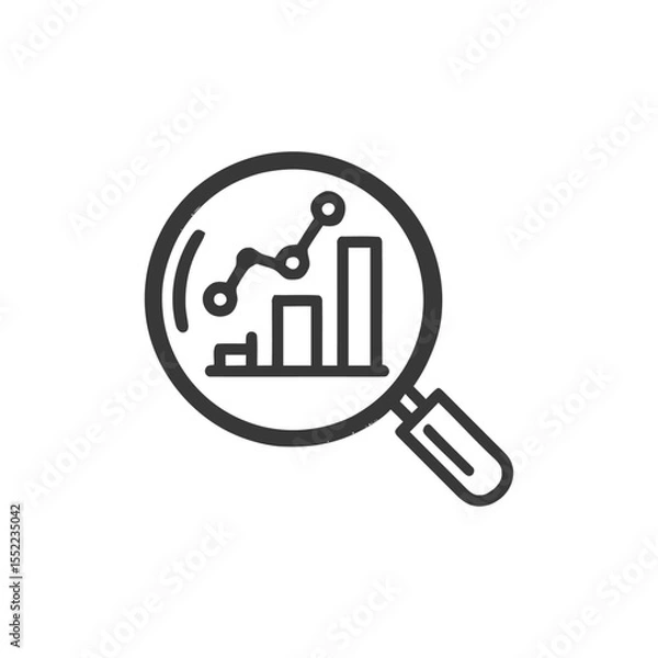 Fototapeta Magnifying Glass Examining Financial Growth Chart, Business Analysis Icon