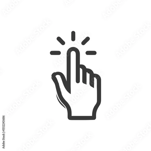 Fototapeta Stylized Hand Cursor Icon with Finger Tap and Click Effect