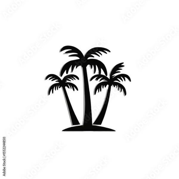 Fototapeta Three stylized palm trees with colorful neon outline
