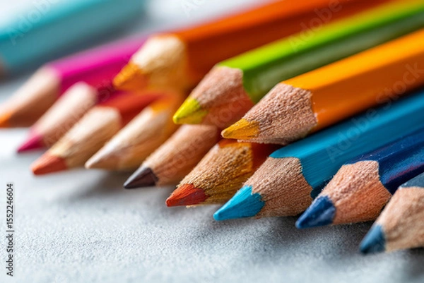 Obraz Sharpened colorful pencils on gray background