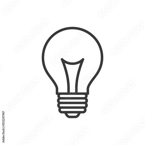 Obraz Minimalist Light Bulb Icon: Simple Black Outline on White Background