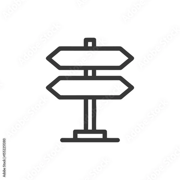 Fototapeta Minimalist Signpost Icon: Directional Choice, Navigation Symbol, Vector Illustration