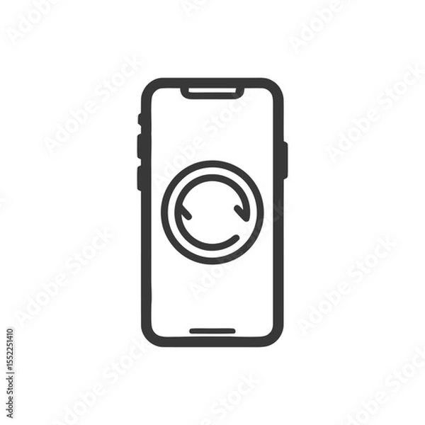 Fototapeta Smartphone with Circular Arrow Icon: Refreshing Mobile App Data