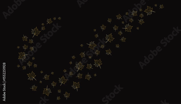 Fototapeta Golden maple leaves wind flying banner. Perfect for seasonal designs, luxury elegant invitations, and modern botanical projects that evoke the essence of autumn