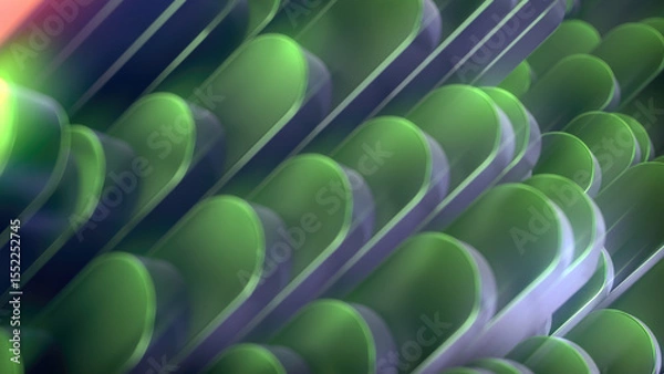 Fototapeta Illustration of rounded geometric shapes merging into one another. 3d rendering