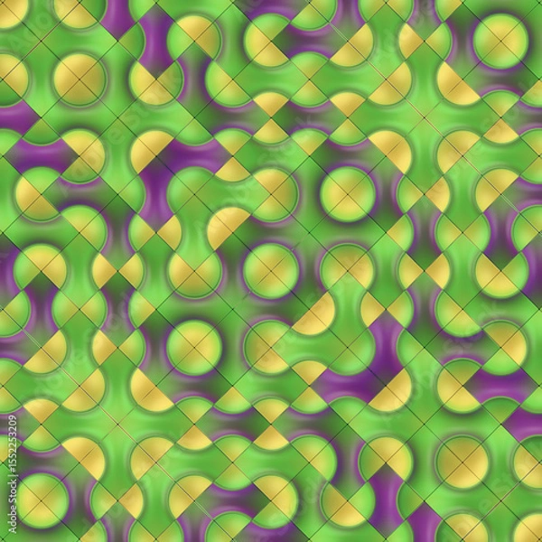 Fototapeta Illustration of a pattern of tiles that connect to adjacent tiles, creating a continuous wavy pattern. 3d rendering