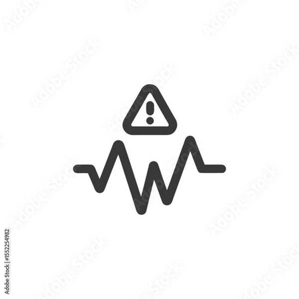Fototapeta Warning Signal: Volatile Graph with Exclamation Point Icon, Dark Gray on White