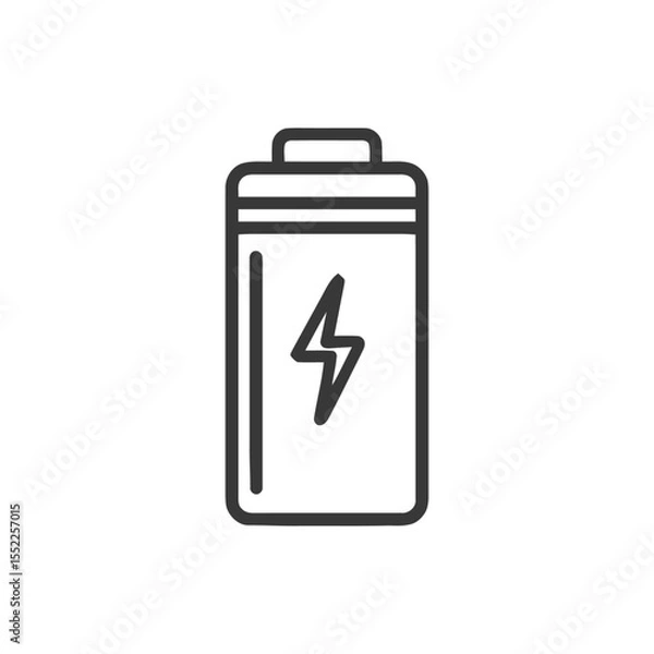 Fototapeta Minimalist Battery Icon with Lightning Bolt Symbol, Black Outline