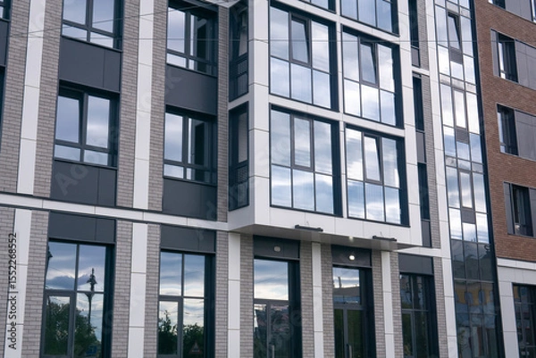 Obraz Modern apartment buildings with balconies. Facade of a modern apartment building.