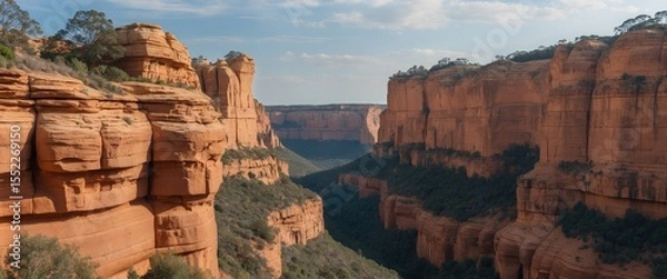 Obraz A View To Sandstone Cliffs with Empty Copy Space For Text