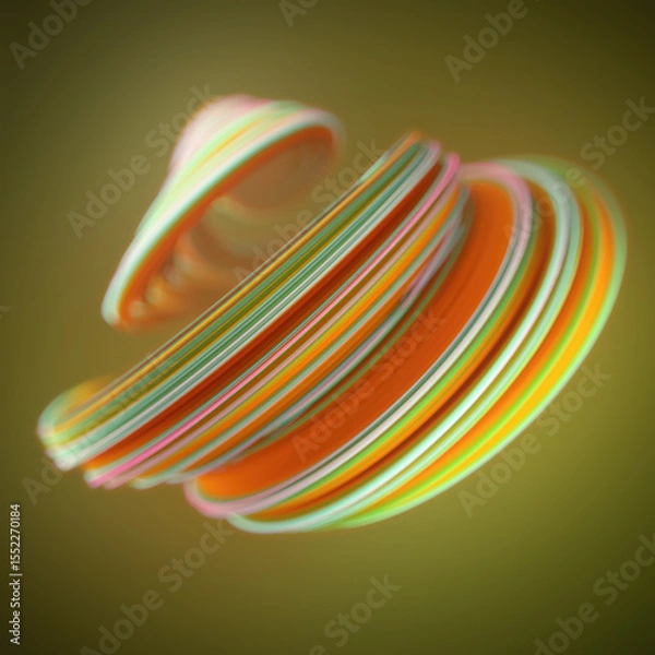 Fototapeta Abstract illustration with a gently swirling shape composed of many lines that create a fluid effect. 3d rendering