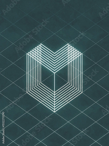 Fototapeta Digital composition of intersecting diagonal lines creating a dynamic pattern. 3d rendering