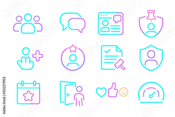 Obraz Neon social media icons - communication, profile, security, interaction
