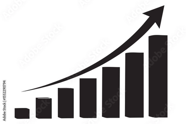 Obraz growth chart with bars and an arrow pointing upwards, symbolizing success, business progress, graphics icon set