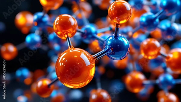 Obraz Futuristic Orange Molecules in High Tech Design