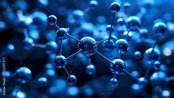 Obraz Blue Scientific Molecule Data Connection