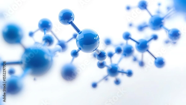 Obraz Focused View of Blue Molecular Bonds in 3D