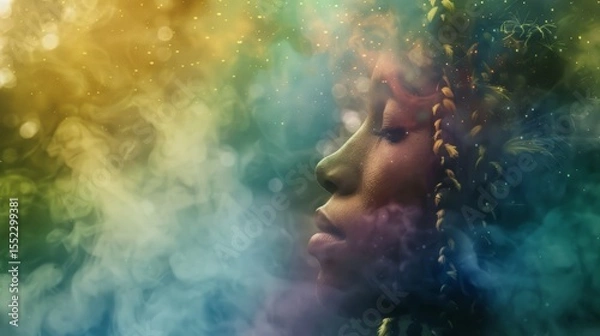 Obraz Visionary experience of a shaman encountering ancient spirits, dreamlike blur