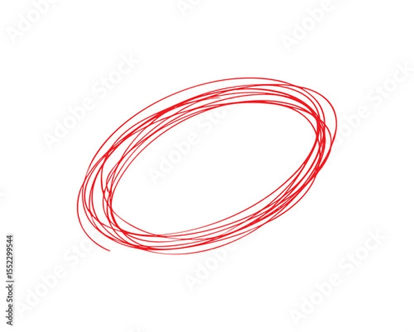 Fototapeta Highlight hand drawing different circles isolated on the background, Handwritten red circle. For marking text, numbers, marker pen, pencil, logo, hand-drawn doodle grunge circle highlights	