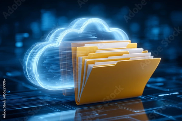 Obraz Cloud data storage and digital folders in the cloud network