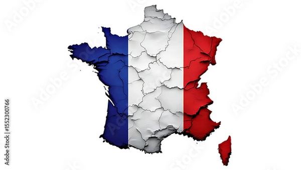 Obraz France Map with National Flag and Border Details