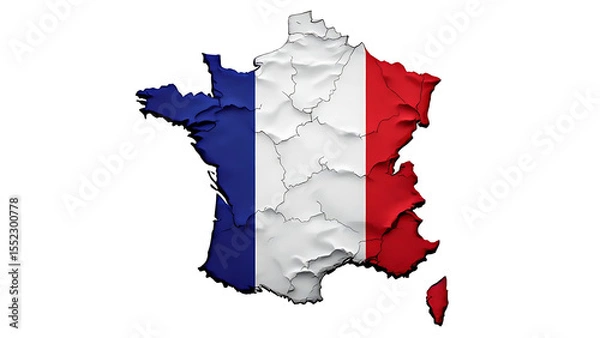 Obraz Detailed France Map with Tricolor Border Design