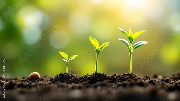 Obraz Green Sprouts Emerging Under Sunlight