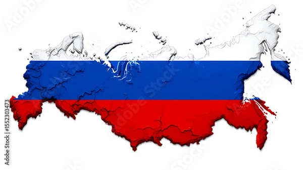 Obraz Map of Russia with Bold Tricolor Flag