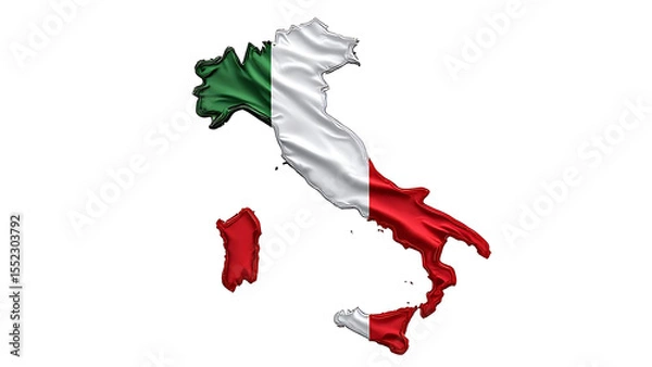 Obraz Italy Map with National Flag Overlay