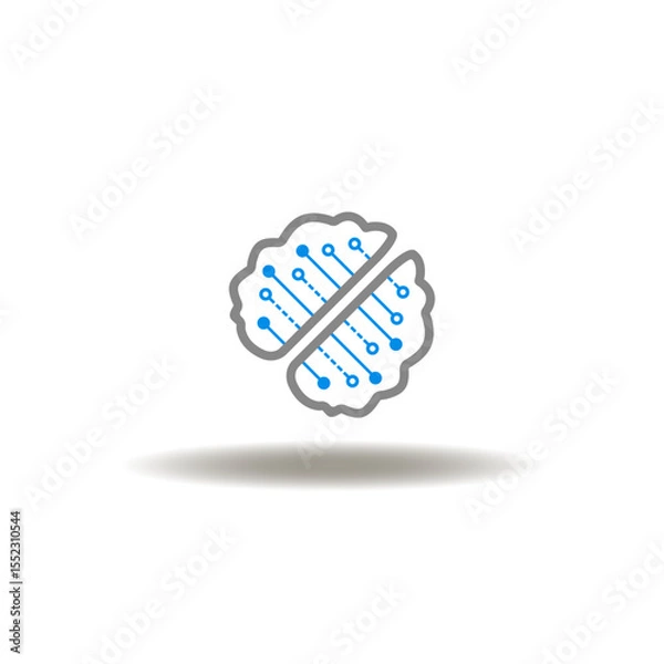 Fototapeta Vector illustration of brain with circuit pattern. Symbol of AGI Artificial General Intelligence.