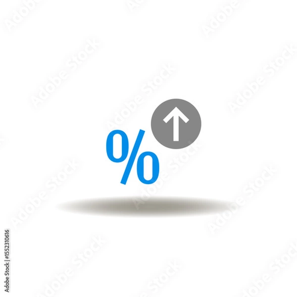 Fototapeta Vector illustration of percent symbol and arrow up. Symbol of fixed deposit.