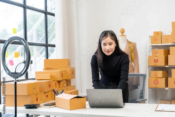 Obraz Woman Running Online Business from Home