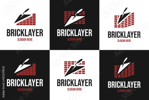 Fototapeta Set collection bricklayer logo design template vector illustration