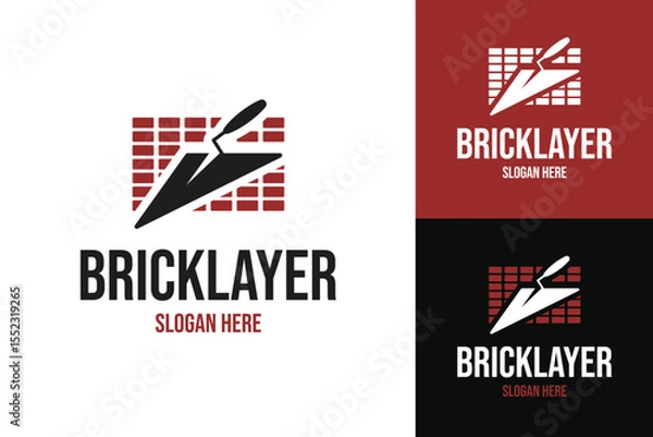 Fototapeta Bricklayer logo design template vector illustration
