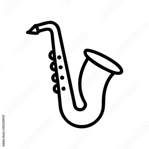 Fototapeta Vector illustration of a saxophone in a stylish design on a white background with copy space