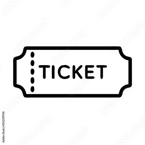 Fototapeta Vector illustration of a ticket in a minimalist style on a white background with copy space