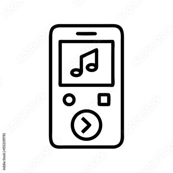 Fototapeta Vector illustration of a portable music player in a modern style on a white background with copy space