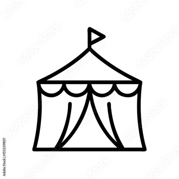 Fototapeta Vector illustration of a circus tent with a flag in a playful style on a white background with copy space