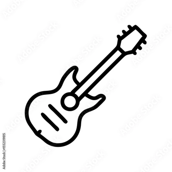 Fototapeta Vector illustration of an electric guitar in a sleek style on a white background with copy space