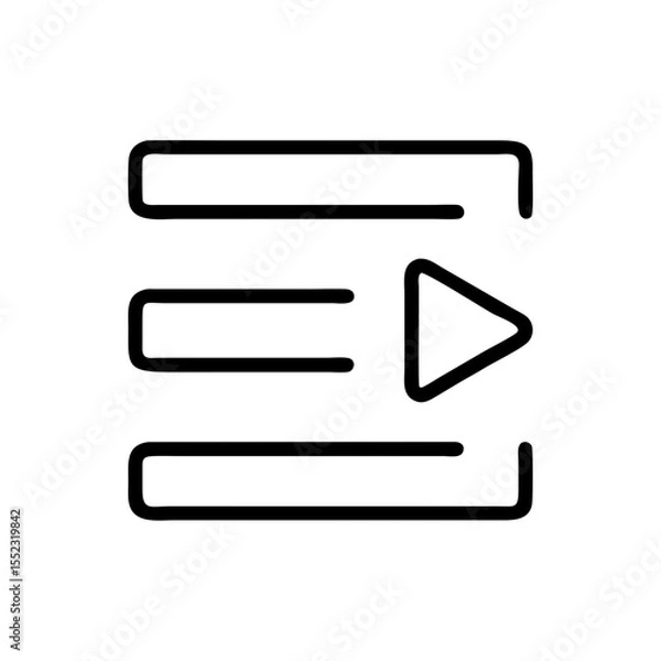 Fototapeta Vector illustration of a playlist icon with a play button in a modern style on a white background with copy space
