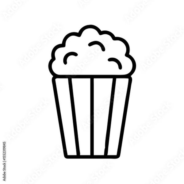 Fototapeta Vector illustration of a popcorn bucket in a fun style on a white background with copy space