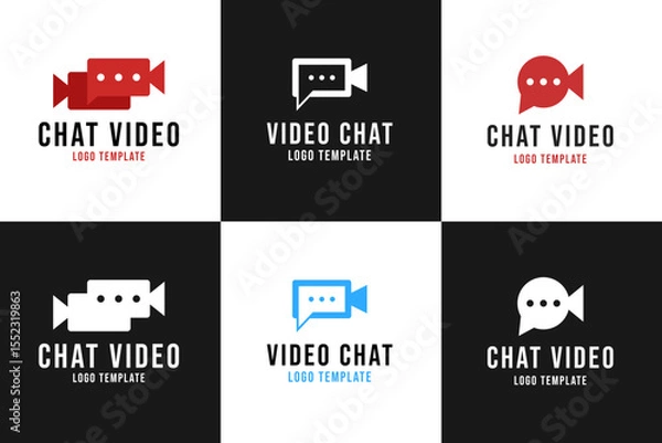Fototapeta Set collection video chat logo design template vector illustration idea