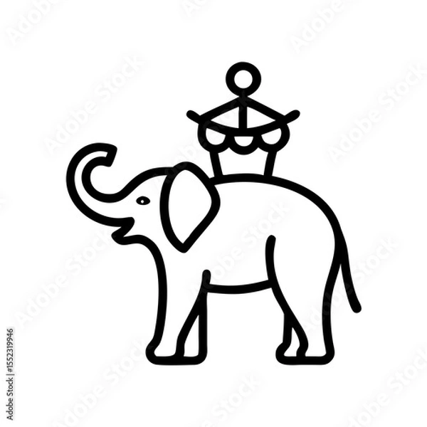 Fototapeta Vector illustration of a circus elephant with a performer on its back in a playful style on a white background with copy space