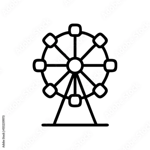 Fototapeta Vector illustration of a Ferris wheel in a fun style on a white background with copy space
